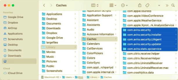 残り物のあるMacでAviraAntivirusをアンインストールします