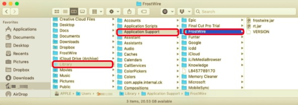 MacでFrostWireをサポートファイルとともにアンインストールする