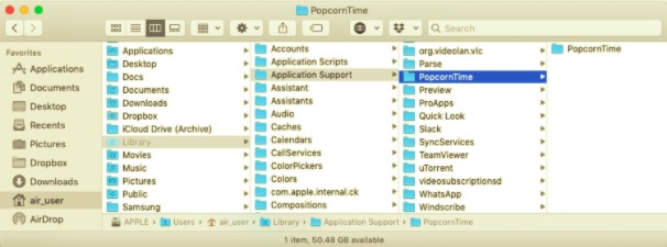 MacでPopcornTimeを手動でアンインストールする