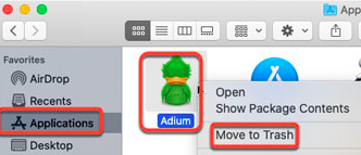 Mac で Adium をアンインストールする手順