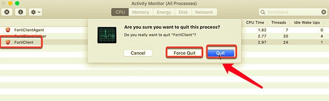 MacでFortiClientを終了する