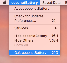 CoconutBattery をアンインストールするには終了してください