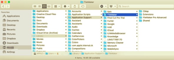 MacでFileMakerPro関連ファイルを手動で削除する