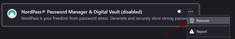 ブラウザからNordPass拡張機能をアンインストールする