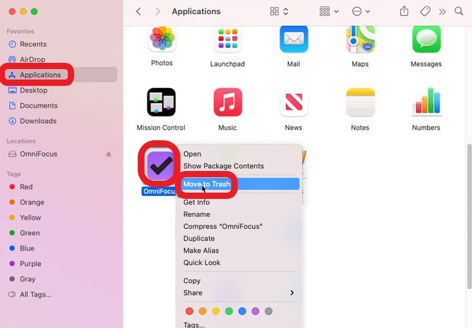 MacでOmnifocusを手動でアンインストールする方法