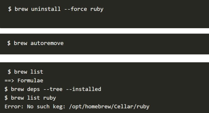 MacでRubyをアンインストールしたかどうかを確認する