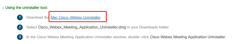 アンインストーラーを使用してMacでCiscoWebexをアンインストールします