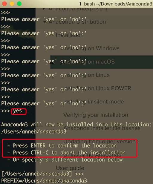 コマンドラインを使用してMacにAnacondaをインストールする