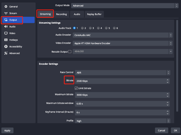 OBS のフレーム落ちを修正するにはビットレートを下げる