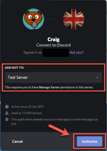 Craig Bot で Discord 通話を録音する