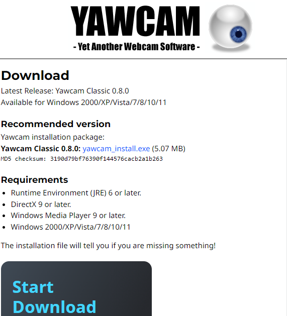 Yawcamを安全にダウンロード