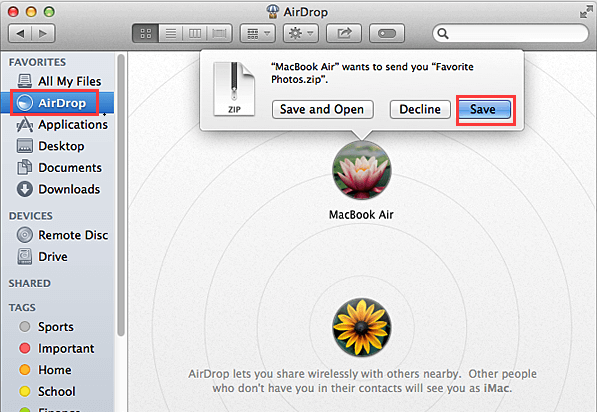 MacからiPhoneへのAirDrop