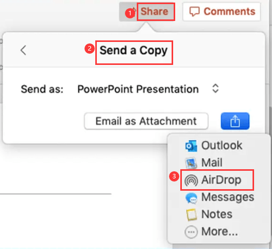 AirDrop Excel、Word、またはPowerpointファイル