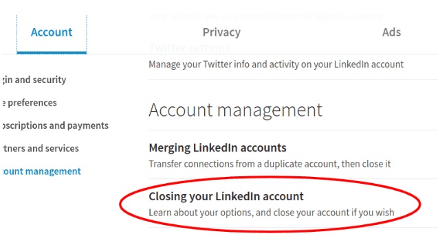 Linkedin アカウントを閉鎖する方法
