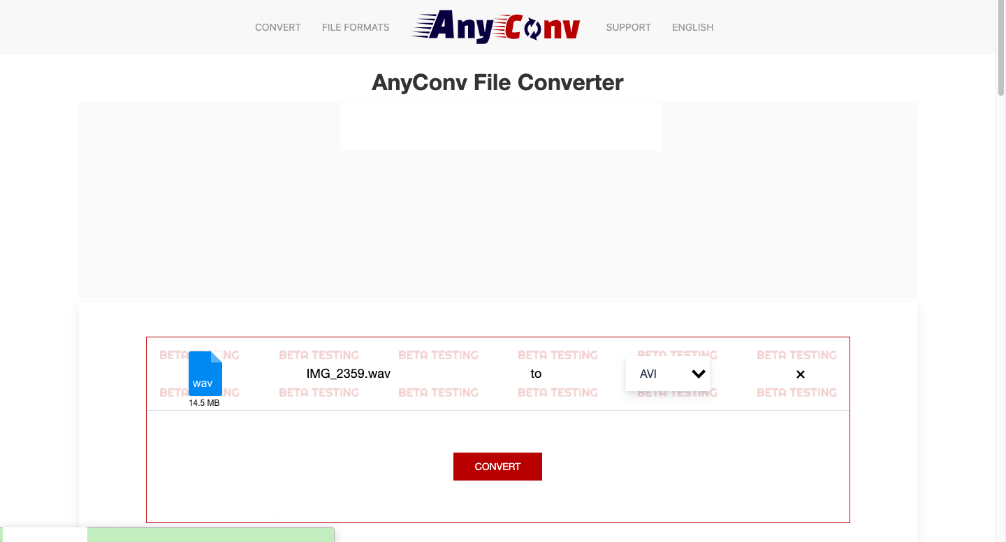 AnyConv.com で WAV を AVI に変換