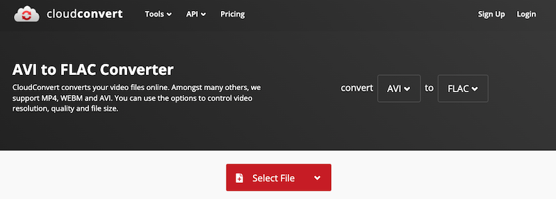 AVI から FLAC へのオンラインコンバーター: CloudConvert