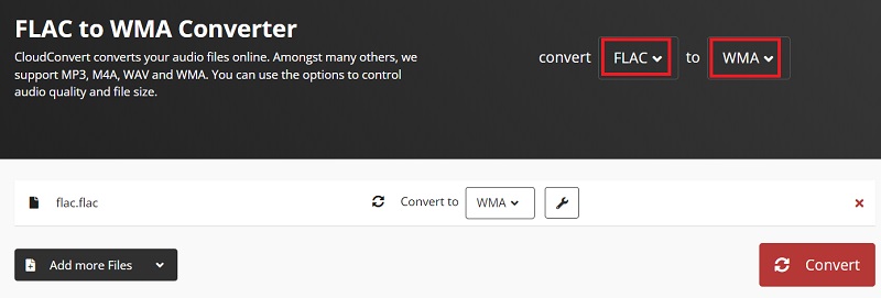 オンライン ツールで FLAC を WMA に変換