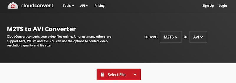 CloudConvert: オンライン M2TS から AVI へのコンバーター