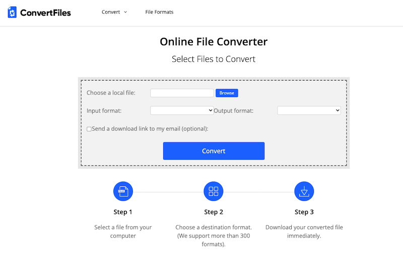 ConvertFiles.com で AU を WAV に変換します