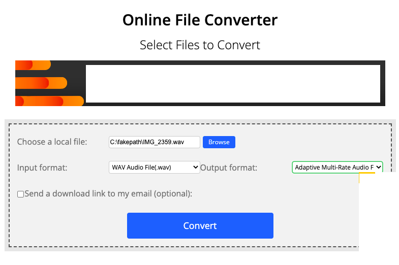 WAV から AMR への ConvertFiles.com