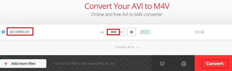 ConvertioでAVIをM4Vに変換