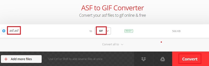 無料でASFファイルをGIF形式に変換