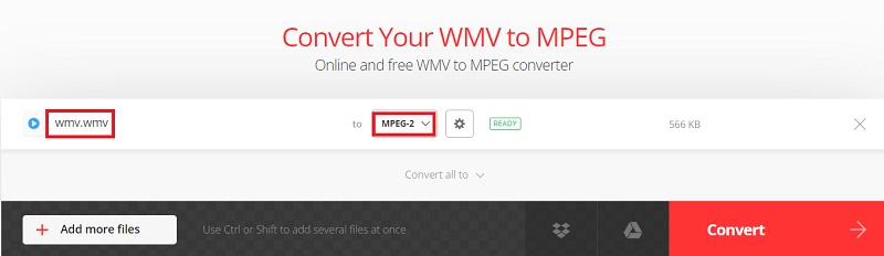 オンライン ツールで WMV を MPEG2 に変換