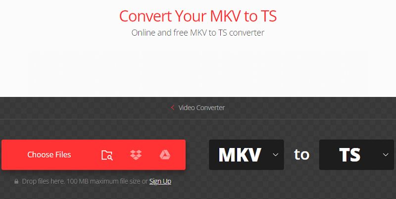 Convertio経由でMKVをTSに変換