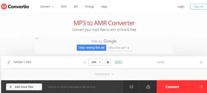 MP3をオンラインでAMRに変換