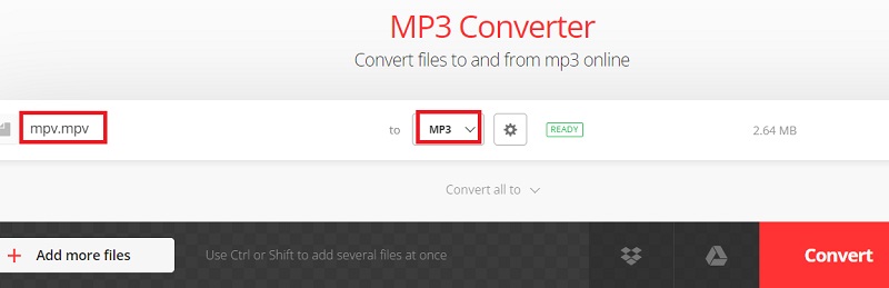 Convertio を使用して MPV を MP3 に変換する