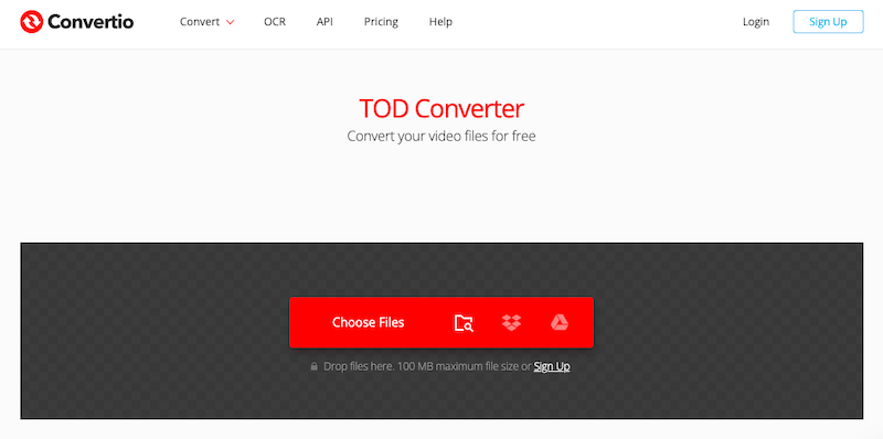 Convertio.co で TOD ファイルを変換する