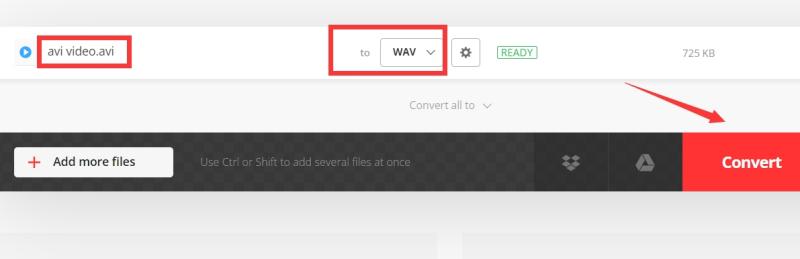 Convertio でオンラインで AVI を WAV に変換