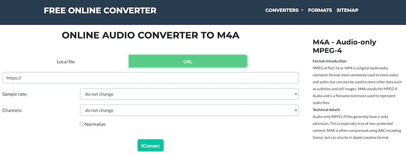 FConvert.com でオンラインで AVI を M4A に変換します