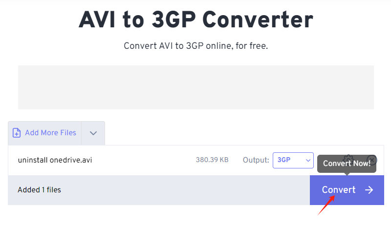 FreeConvert.com 経由で AVI を 3GP に変換