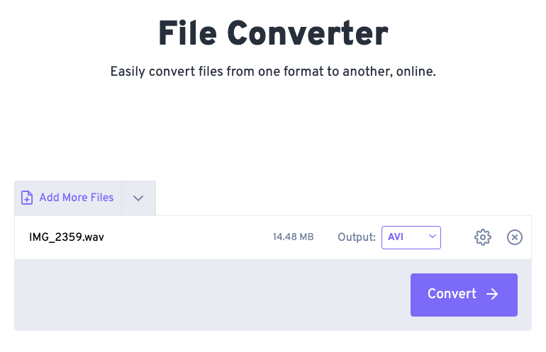 FreeConvert.com で WAV を AVI に変換