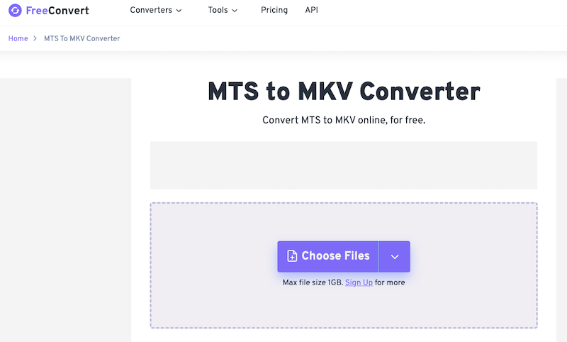 FreeConvert: オンライン MTS から MKV コンバーター