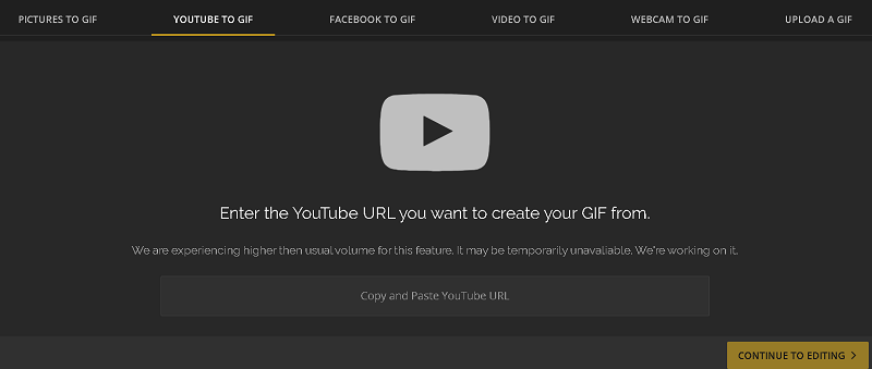 YouTubeからGIFメーカーへMakeAGIF