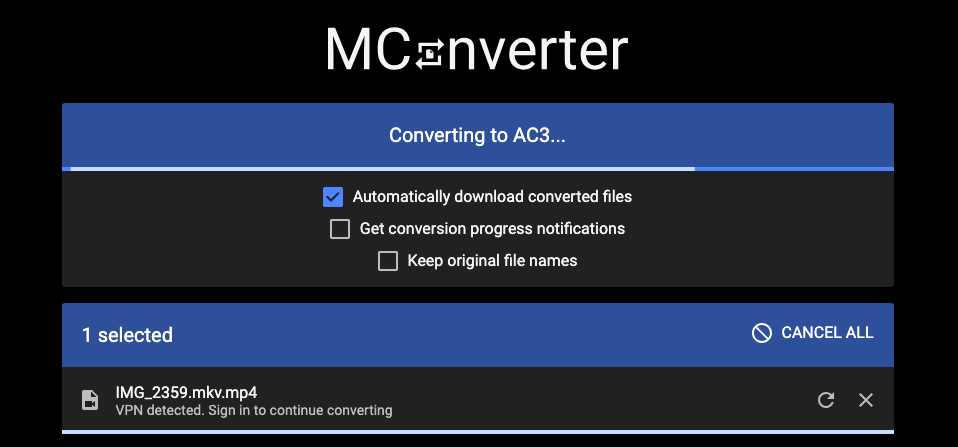 MConverterでMKVをAC3に変換