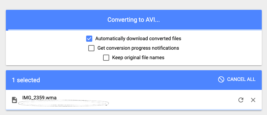 MConverter.eu を使用して WMA ファイルを AVI 形式に変換する