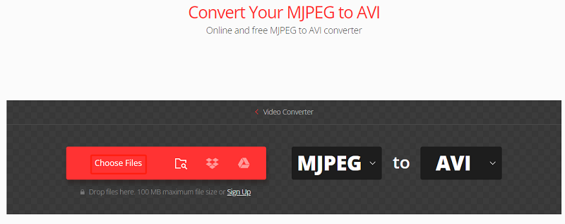 Convertio で MJPEG を AVI に変換