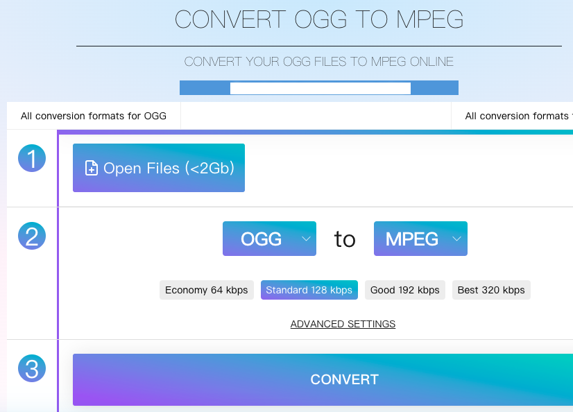 Online-audio-convert.com を使用して OGG を MPEG に変換します