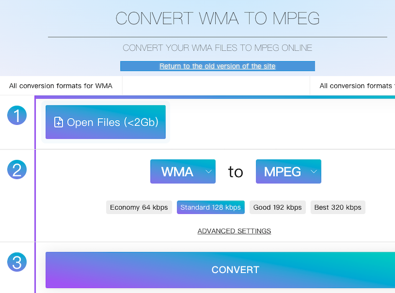 Online-Audio-Convert.com を使用して WMA を MPEG に変換する