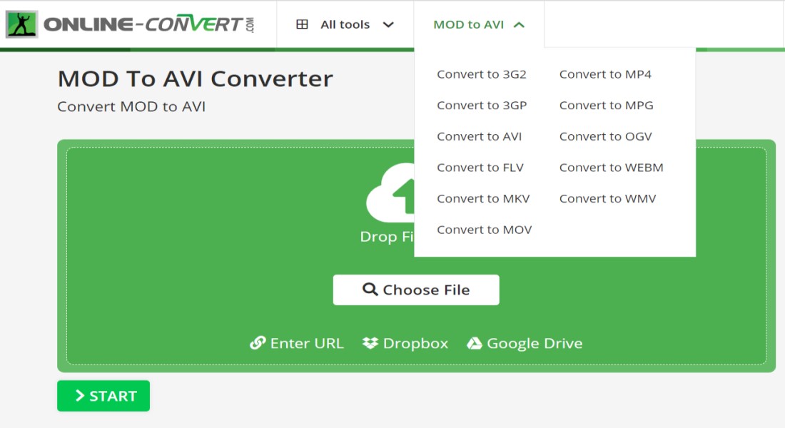 オンラインでMODをAVIに変換