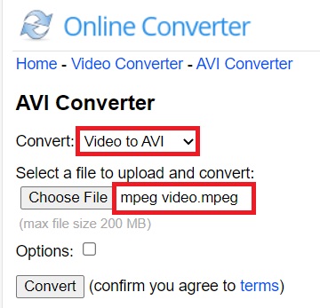 MPEG を AVI にすばやく変換