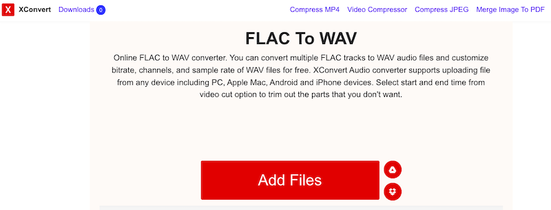 XConvert.com を使用して Windows で FLAC を WAV に変換する