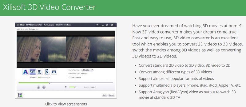 Xilisoft 3D Video Converter で 3D ビデオを表示する