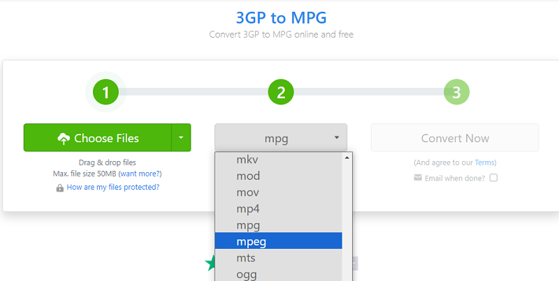 Zamzar経由で3GPをMPEGに変換